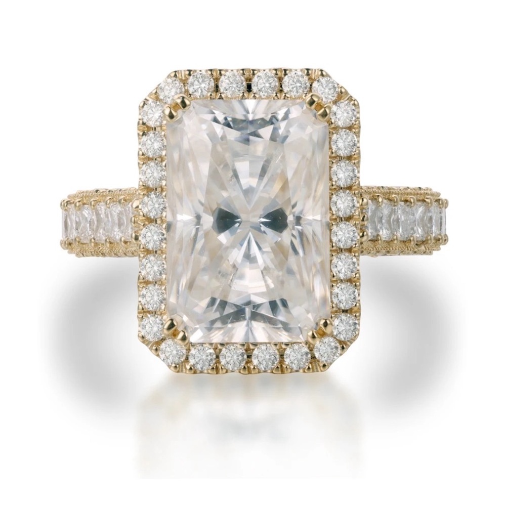 🔥6Carat Certified Lab Grown Moissanite Engagement Ring Solid 14K Gold Size  7